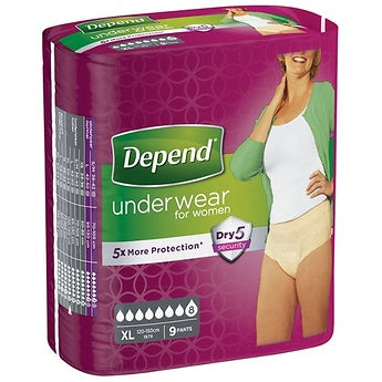 DEPEND COMFORT PROTECT FEMALE XLGE - 9S