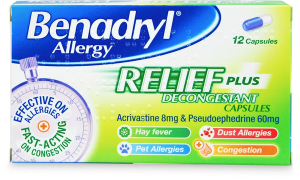 Benadryl Allergy Relief Caps (GSL) - 12s