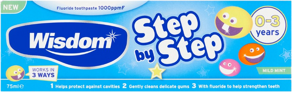Wisdom Step By Step Kids Toothpaste 0-3 Pack of 75ml